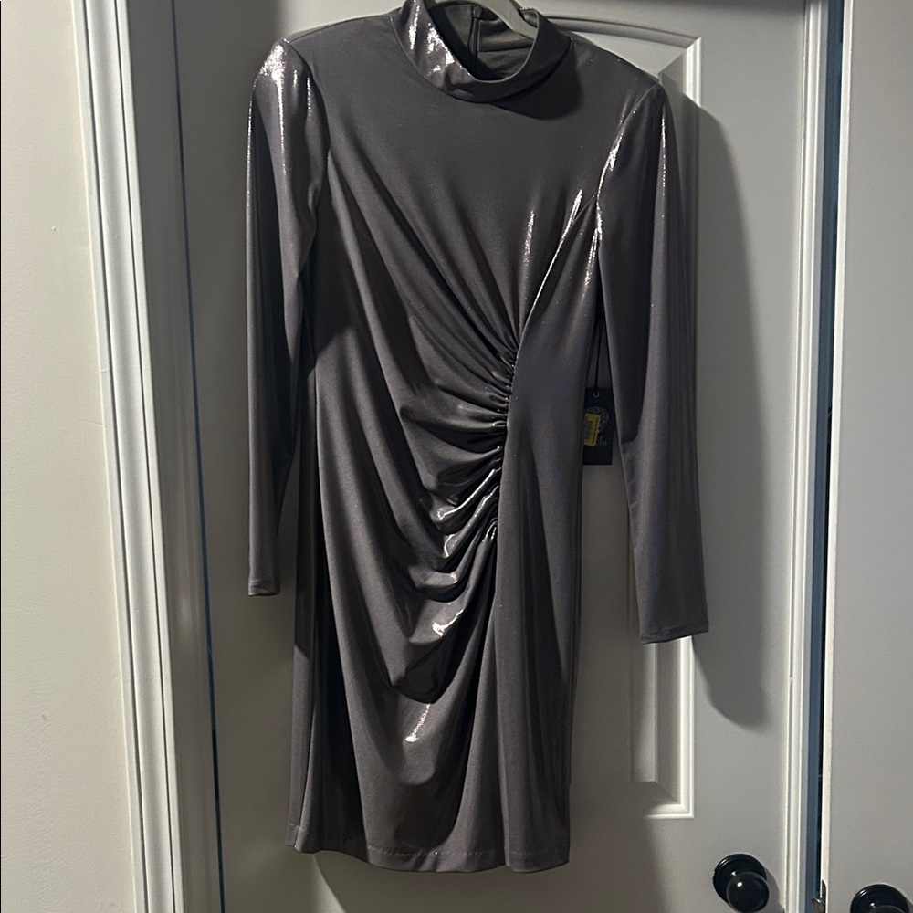 Vince Camuto Shimmering Gray Long Sleeve Dress